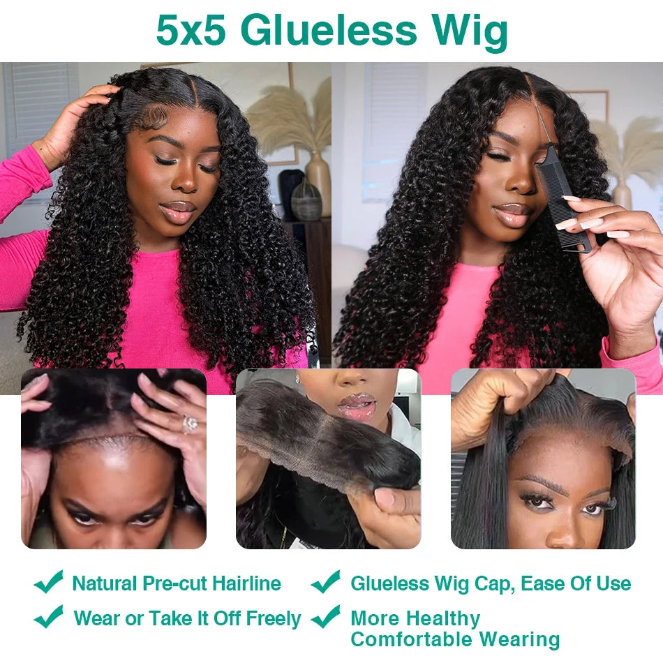 Golden Curly 250% 34 Inch HD 6x6 5x5 Glueless Ready To Wear Human Hair Wigs Transparent Loose Deep Wave Brazilian Remy Hair Wig
