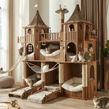 Home Super Large Castle Solid Wood Cat Climbing Frame Cat Nest Integrated Luxury Cat Villa Muppet