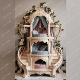 AA High-end solid wood cat climbing frame cat nest cage kitten villa luxury cat house warmth
