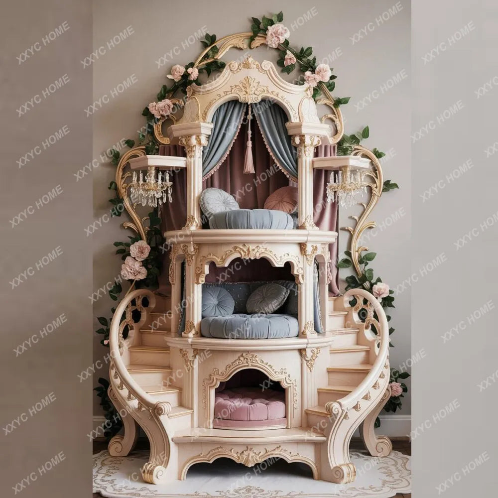 AA High-end solid wood cat climbing frame cat nest cage kitten villa luxury cat house warmth