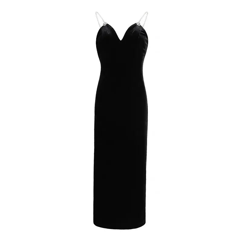 2025 new velvet halter dress for women zr250111