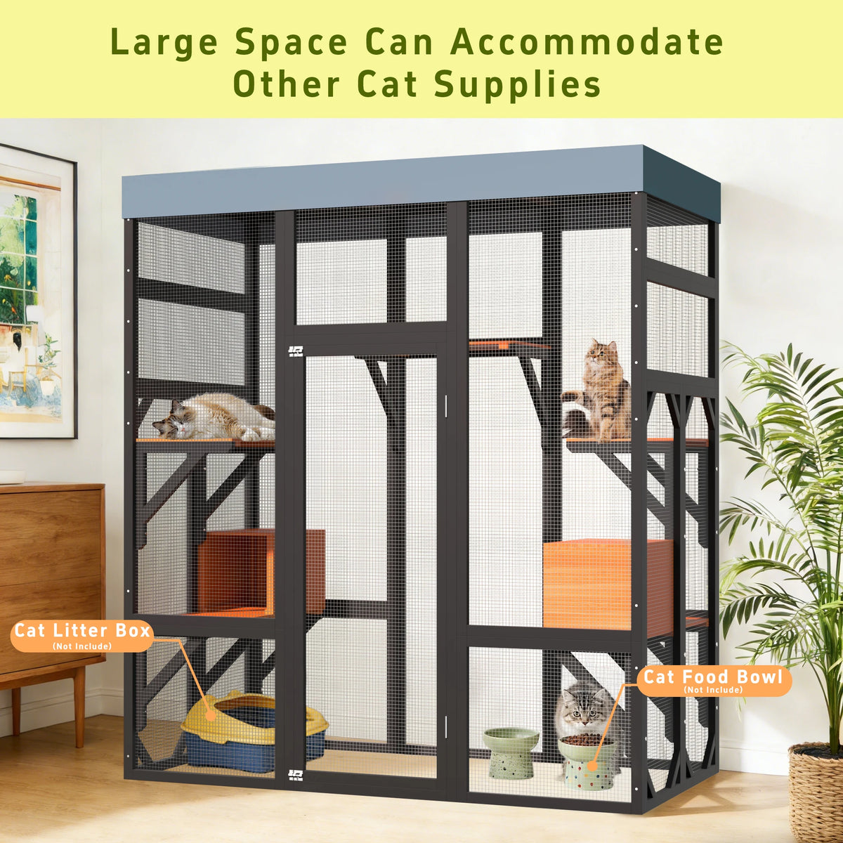 Large Outdoor Cat Enclosure with 5 Platforms & 2 Houses – Durable Metal Frame, Easy Assembly, Indoor/Outdoor Cat Run