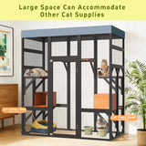 Large Outdoor Cat Enclosure with 5 Platforms & 2 Houses – Durable Metal Frame, Easy Assembly, Indoor/Outdoor Cat Run