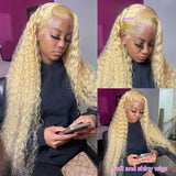 613 Hd Lace Frontal Wig 13X6 Blonde Curly Water Deep Wave Frontal Wig