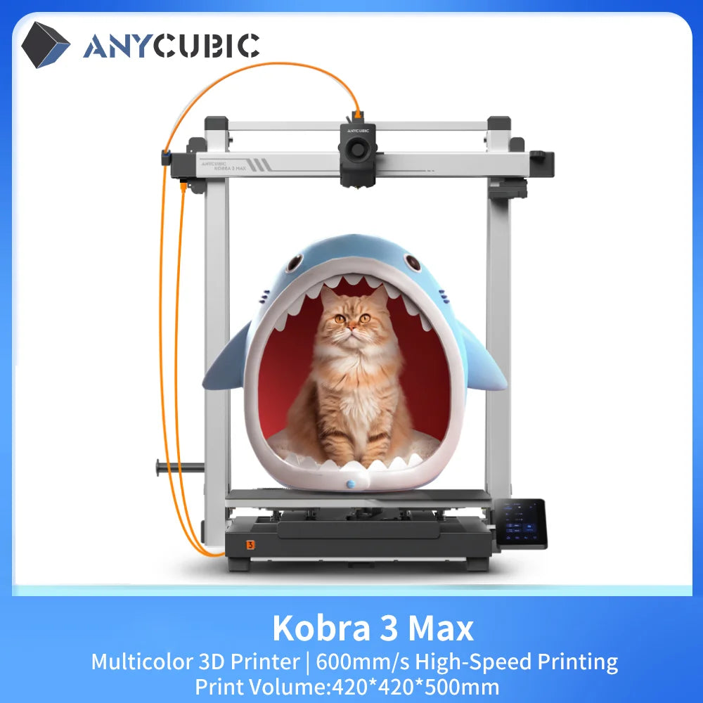 ANYCUBIC Kobra 3 Max Multi-Color 3D Printer Max 600mm/s Print Speed Large Build Size 500*420*420mm Smart APP Control