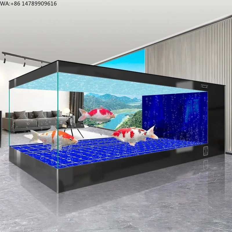 All-in-One Aquarium2026 New Model Indoor Rectangle Ultra-Large Fish Tank For Koi Fish Living Room Use No Water Change Required E