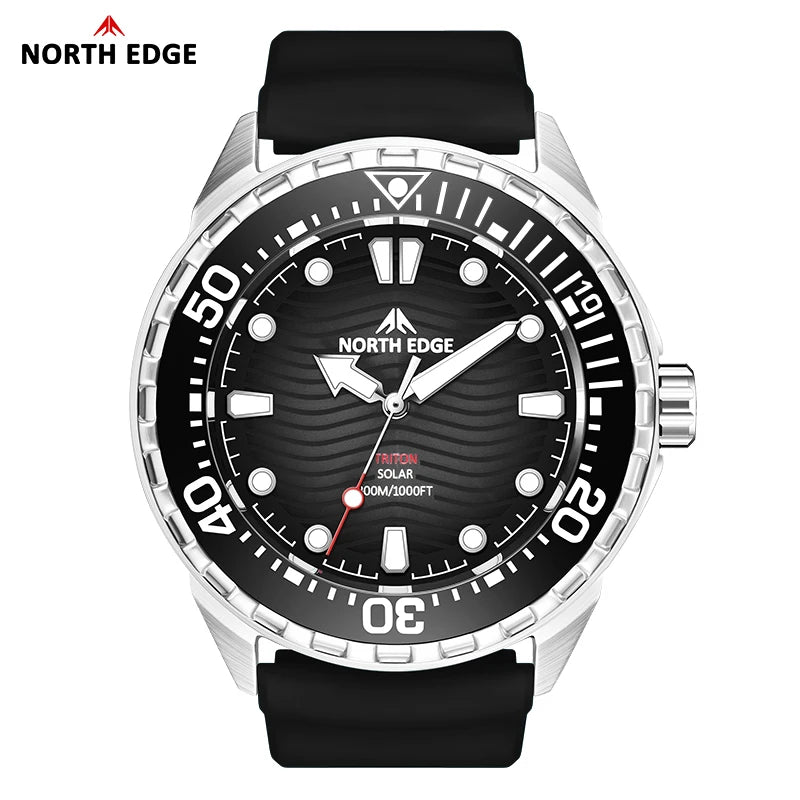 NORTH EDGE 2026 New TRITON Solar Powered Dive Watch Men Luxury Digital Watches For Men 316L Stainless Steel Case Waterproof 300M