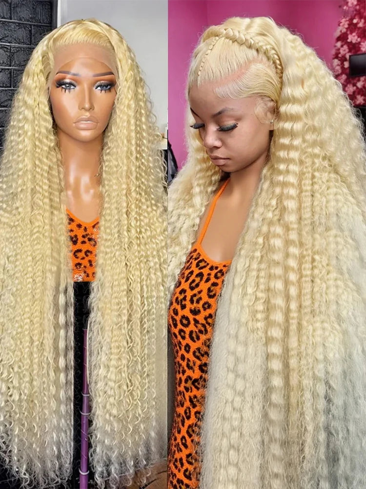 30 40 Inch Water Wave Honey Blonde 613 HD Lace Frontal Wig 13x6 Curly Human Hair Wigs Pre Plucked 220% Density Loose Deep Wave Wigs Human Hair Colored 13x4 Lace Front Wig For Women