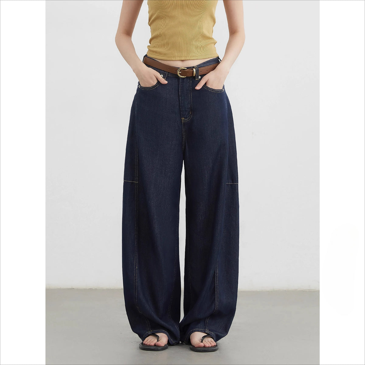 CHIC VEN Women's Jeans Loose Casual New High Waist Split Female Wide Leg Denim Pants Spring Autumn 2025