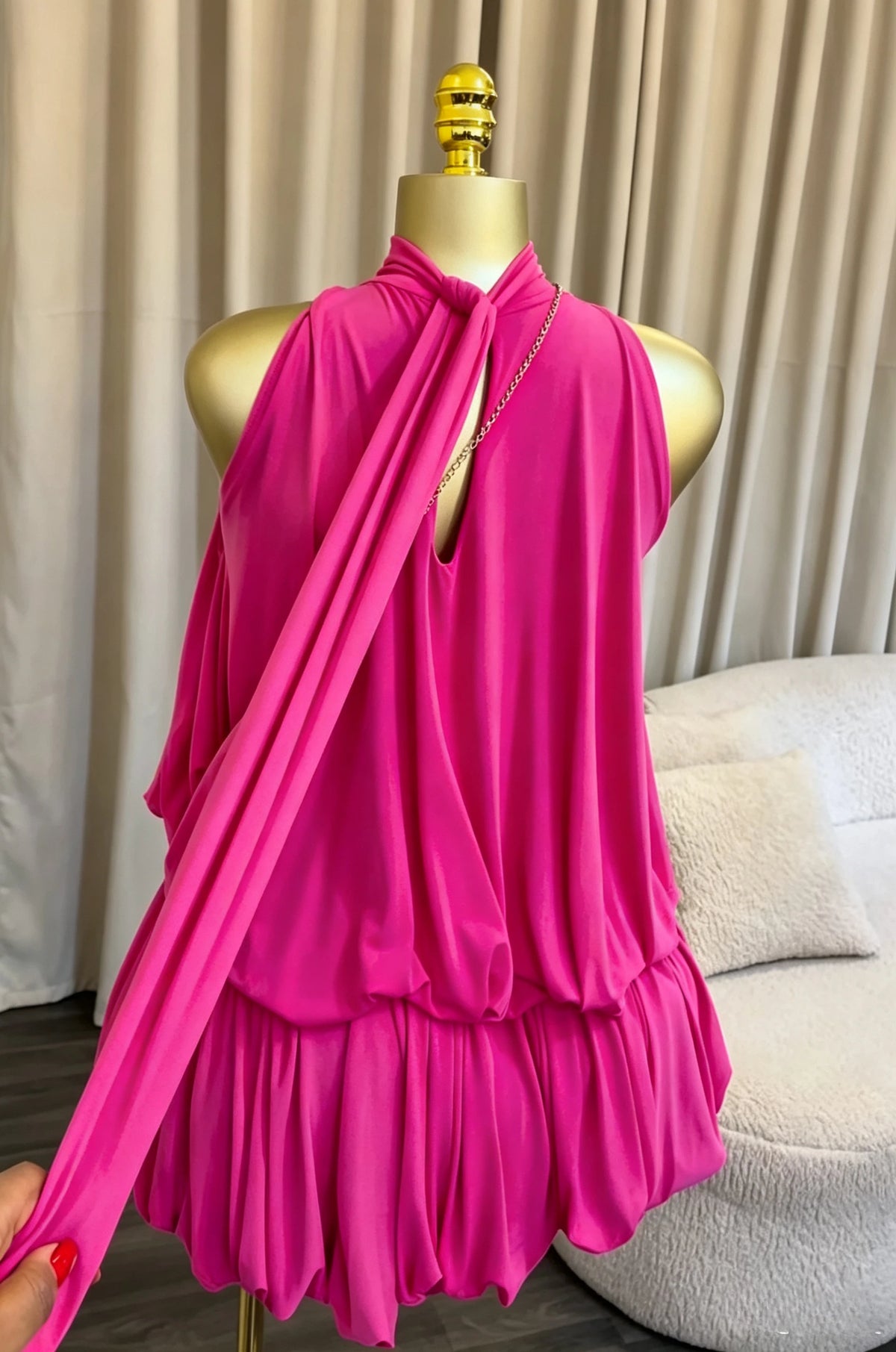 CM.YAYA Women Dress Sleeveless Halter Ruched Ball Gown Mini Dress with Shorts 2026 Beach Party Elegant Holiday Birthday Outfits
