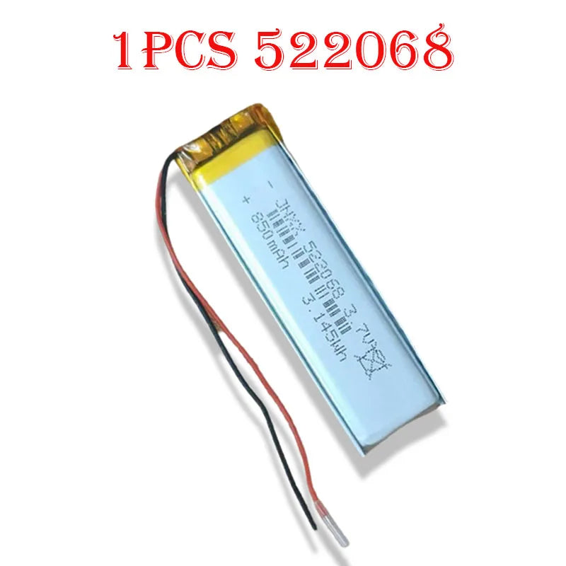 New Original 522068 3.7V 850mAh Rechargeable Polymer Lithium Battery Electronic Products Small Fan Digital LED Light MP3 MP4