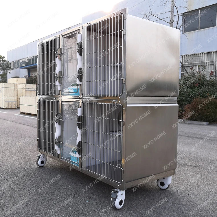 TTHot Selling Veterinary Clinic Equipment Two Layers Combined Cat Cage Stainless Steel Animal Customizable Sustainable
