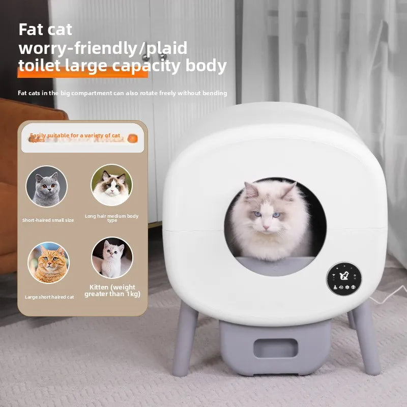 Smart Cat Litter Box, Fully Automatic Cleaning, Deodorization, Fully Enclosed Electric Cat Toilet, Oversized Cat Litter Box