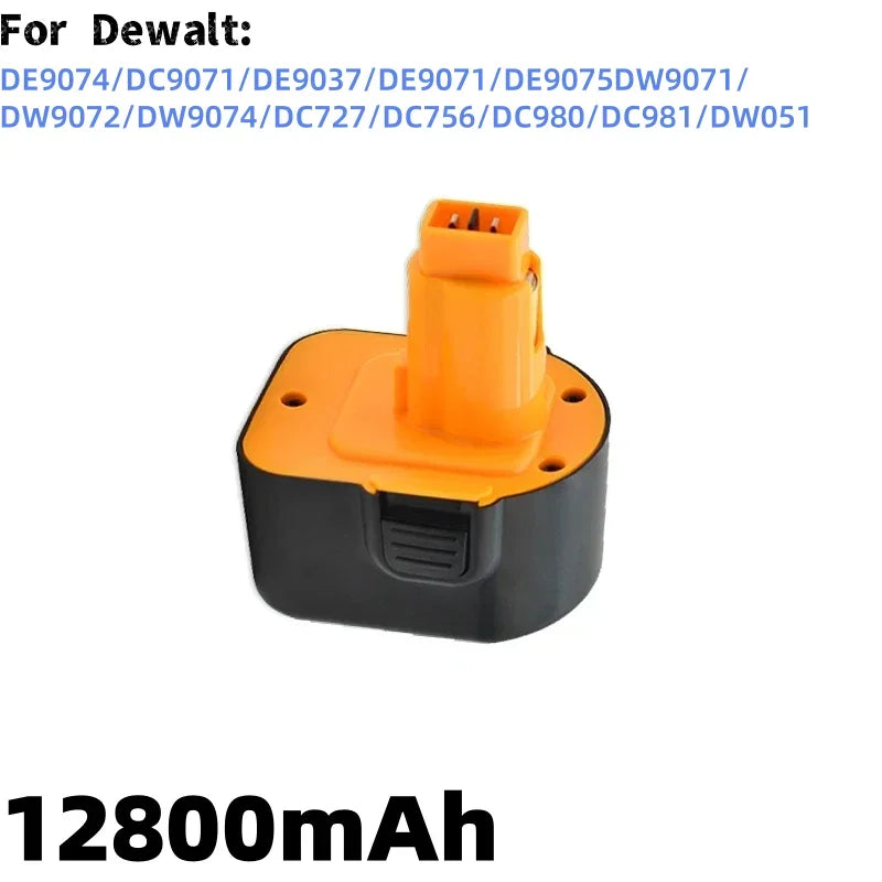 12V 12800mAh High Capacity Tool Battery Compatible with DE9074 DC9071 DE9037 DE9071 DE9075 DW9071 DW9072 DW9074 DC727 DC756 DC91
