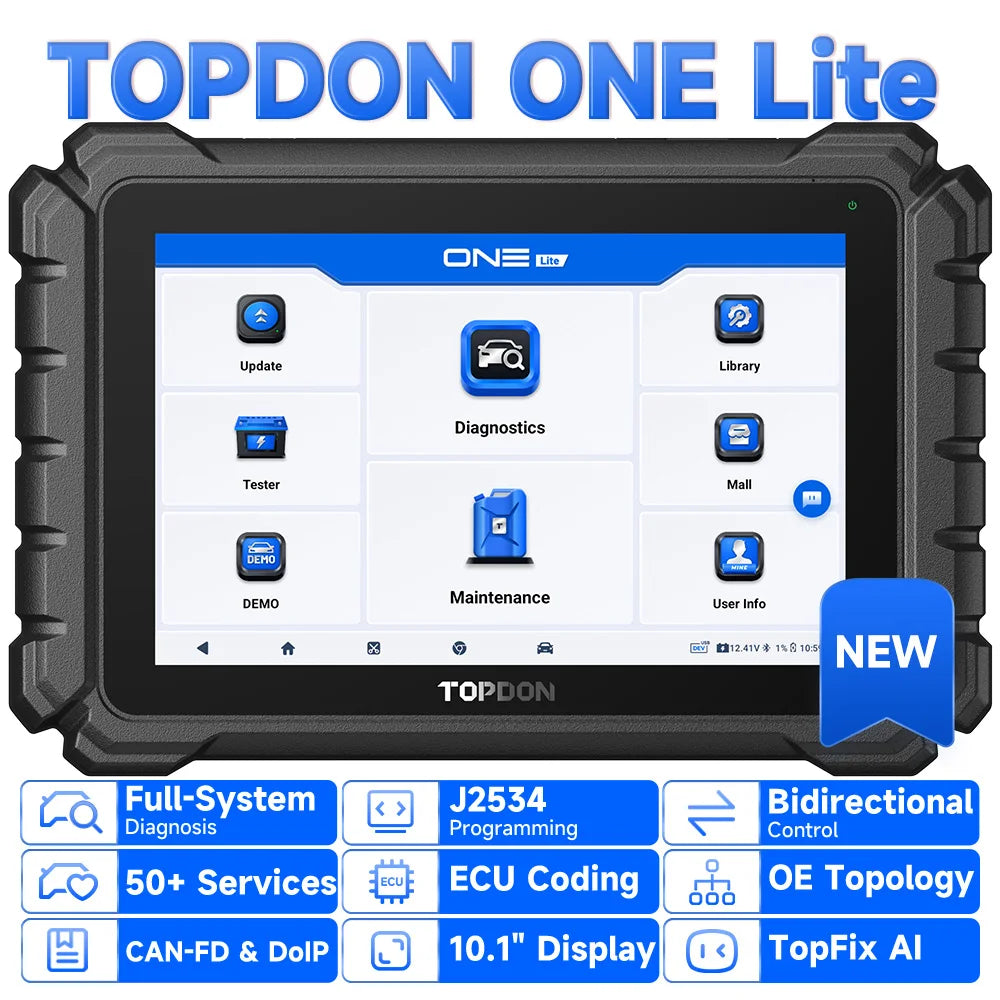 Car Diagnostic Tools TOPDON ONE LITE For All Systems CANFD DOIP FCA All Service ECU Coding Bidirectionnal OBD2 Scanner 50+ Reset
