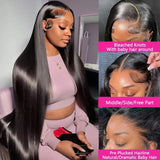 46 Inch 13x6 Lace Front Wigs Natural Human Hair 220 Density Straight HD