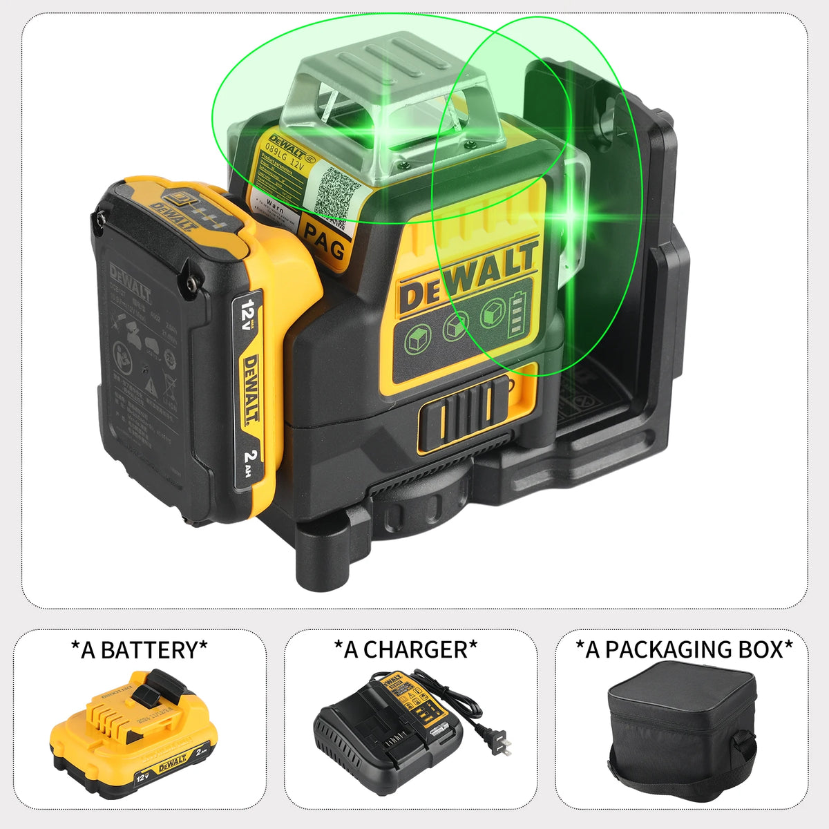 DEWALT DW089LG infrared green light 360 degree 360 degree 12V surround wire level  on three sides