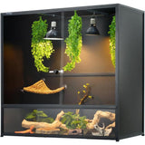 Large 230 Gallon Reptile Enclosure, 48x24x46, Tall Terrarium for Bearded Dragons and Ball Pythons, Front-Opening Glass Door, Com