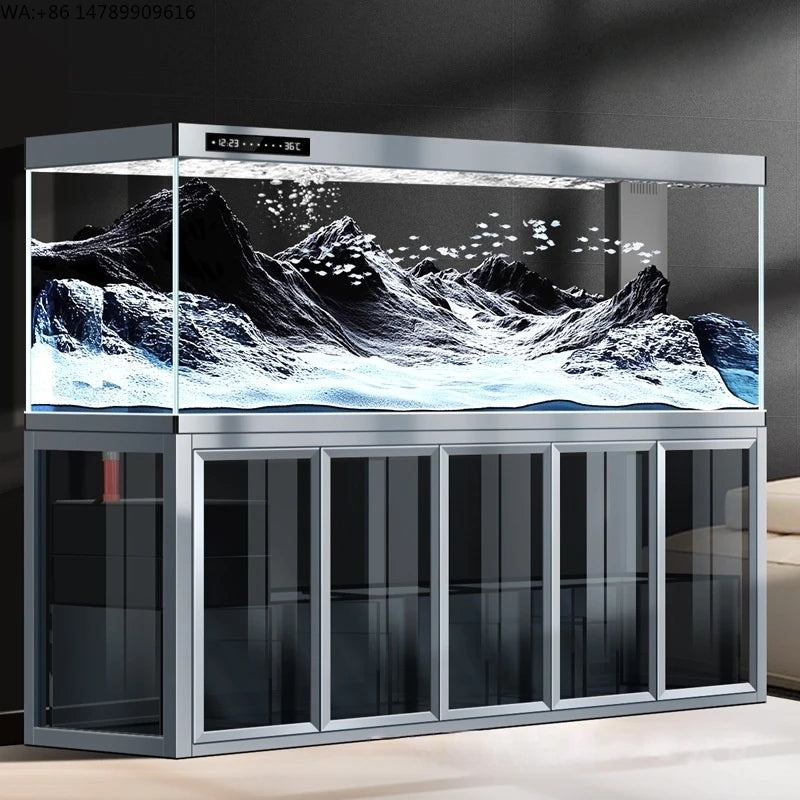 All-in-One AquariumCustomizable Luxury Rectangle Ultra Clear Glass Aquarium Tank Built-in Filter Pump System Eco-Friendly Design