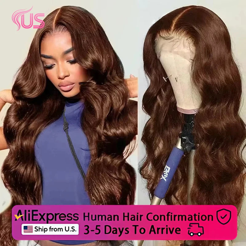 38 40 Inch Chocolate Brown 13x6 Human Hair Wigs Hd Lace Frontal Wig Colored Transparent Body Wave Brown Wig For Women 4x4 5x5