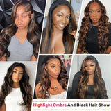 P1B30 Highlight Ombre Body Wave Human Hair Wigs 13X6 Hd Lace Frontal Wig