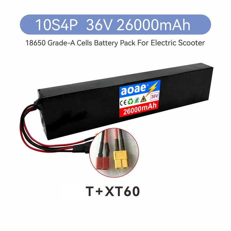 36V 10S4P 14Ah Grade A 18650 Lithium Battery Pack with BMS XT30/JST Connector, Long Range Scooter Battery for M365 500W-1000W