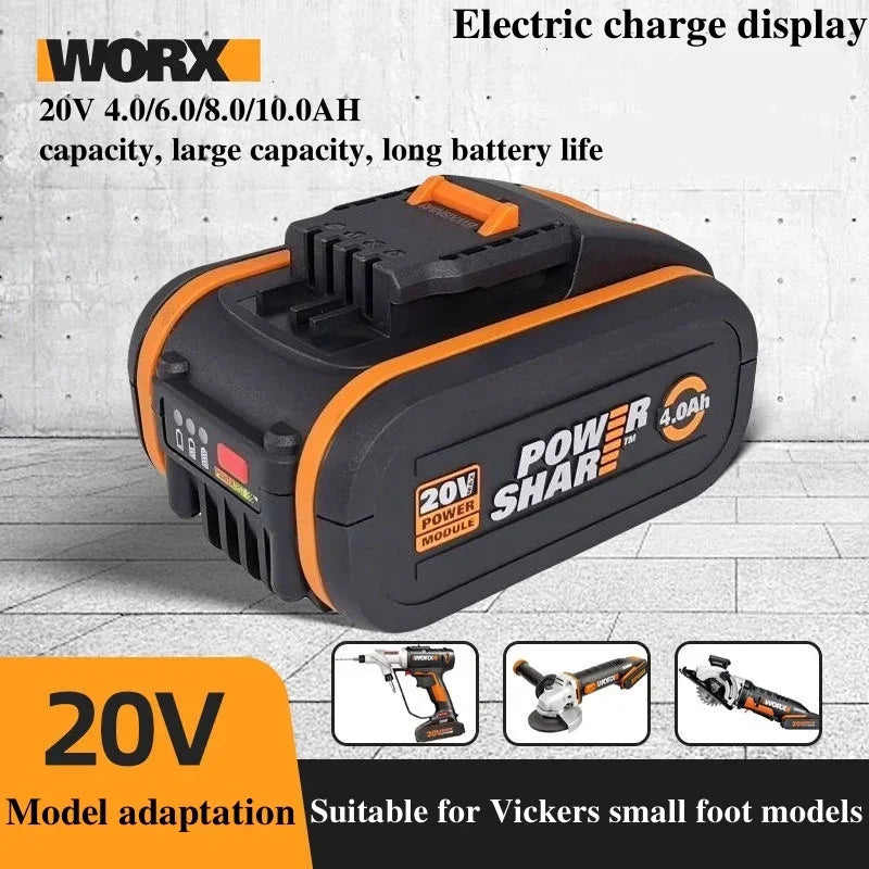 for worx 20V4.0/6.0/8.0/10.0Ah Lithium battery Rechargeable WA3553 WA3551 WA3553.1 WA3570 for All WORX Electric and Garden Tools