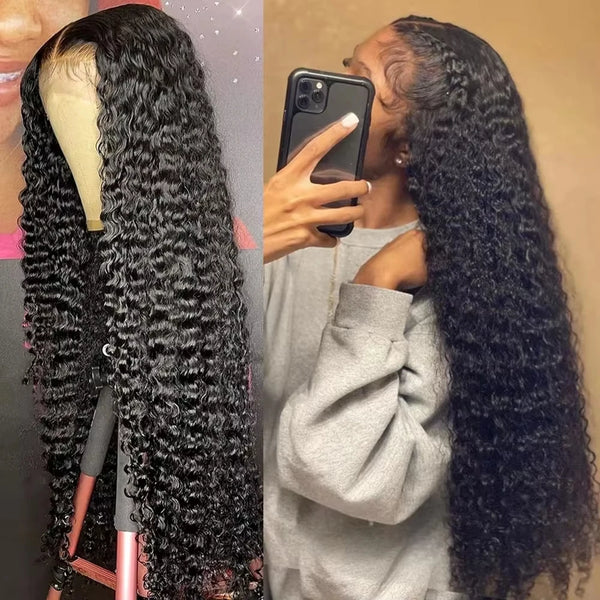 13x4 13x6 HD Transparent Lace Deep Wave Frontal Wig 40-42Inch
