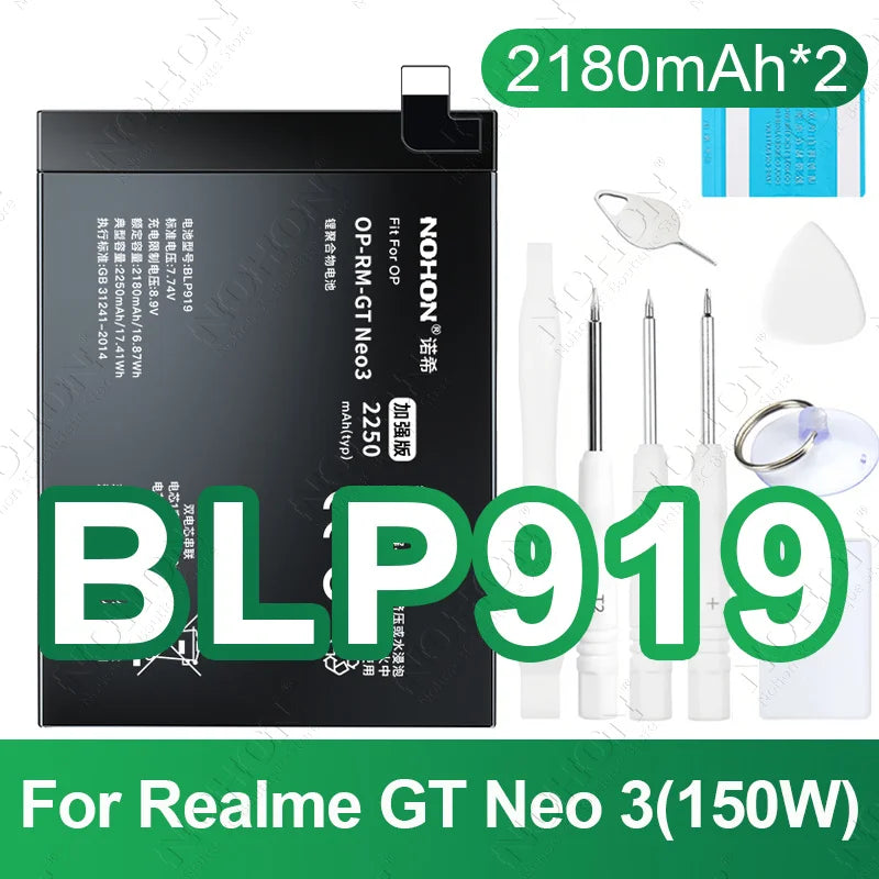 NOHON BLP985 BLP919 BLP887 BLP849 Battery For OPPO Realme GT Neo 5 3 2 5G 2T Replacement Phone Batteries