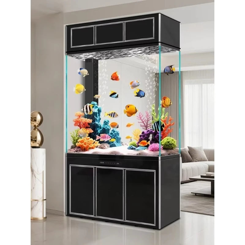 All-in-One AquariumScreen-style Entrance Cabinet Box Fish Tank Modern Integrated Vertical Design Rectangular Living Room Office