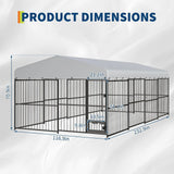 10x15/10x20 FT Heavy Duty Large Outdoor Dog Kennel Metal Pet Enclosure With Waterproof Cover & Feeding Door Backyard Pet Plaype