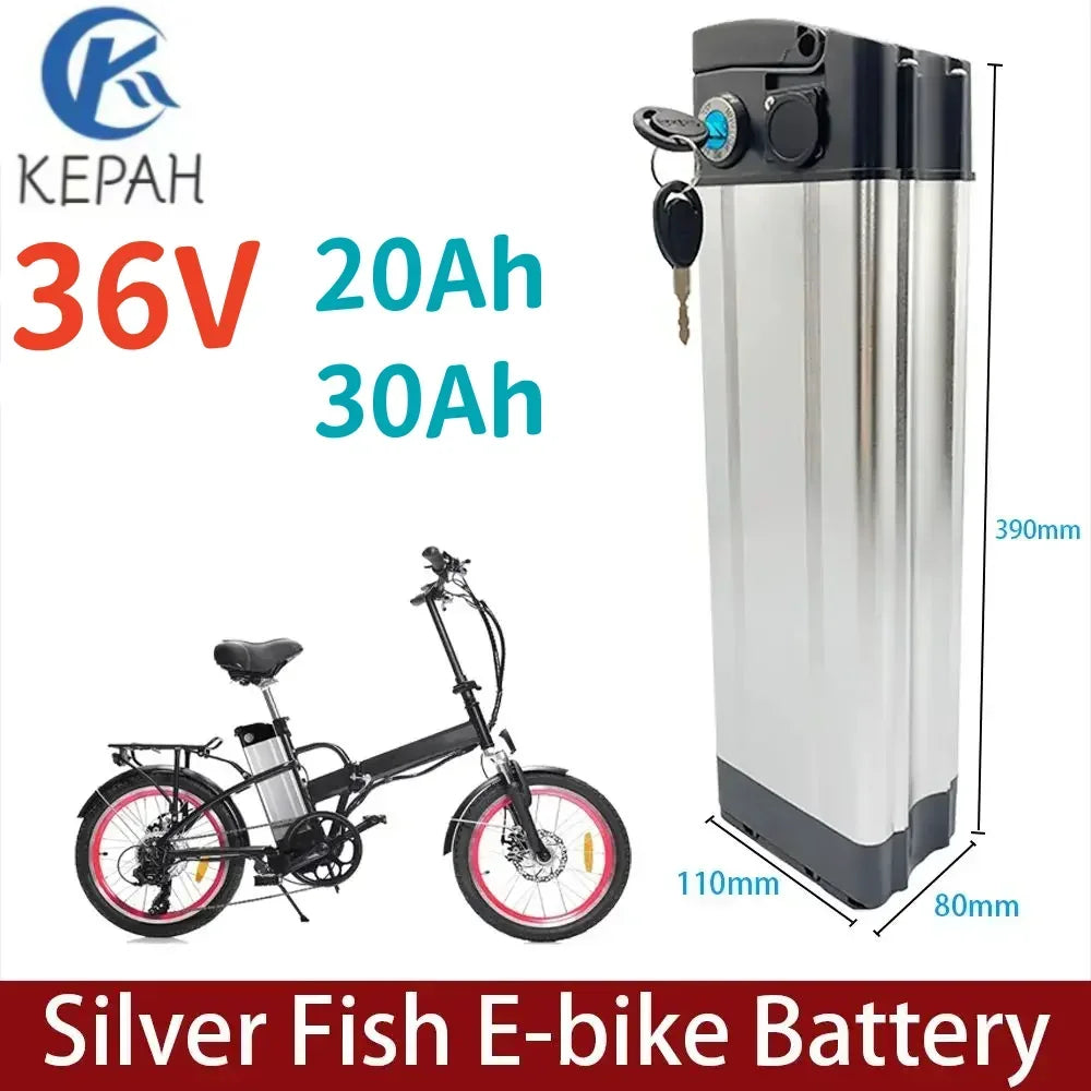 36V 20AH/30AH 21700 battery, bottom 2-pin/anti-theft lock aluminum 500 watt power, suitable for electric folding bicycles