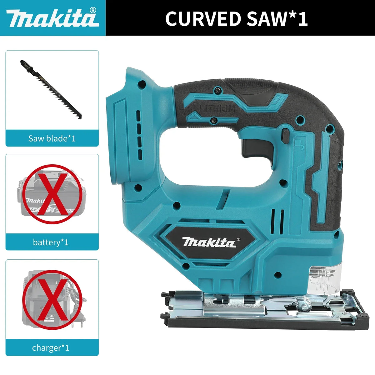 Makita DJV182 18V Cordless Jigsaw 300W 0-2700rpm 80mm Stroke ±45° Bevel Cut Power Tool for Wood Plastic Metal Cutting