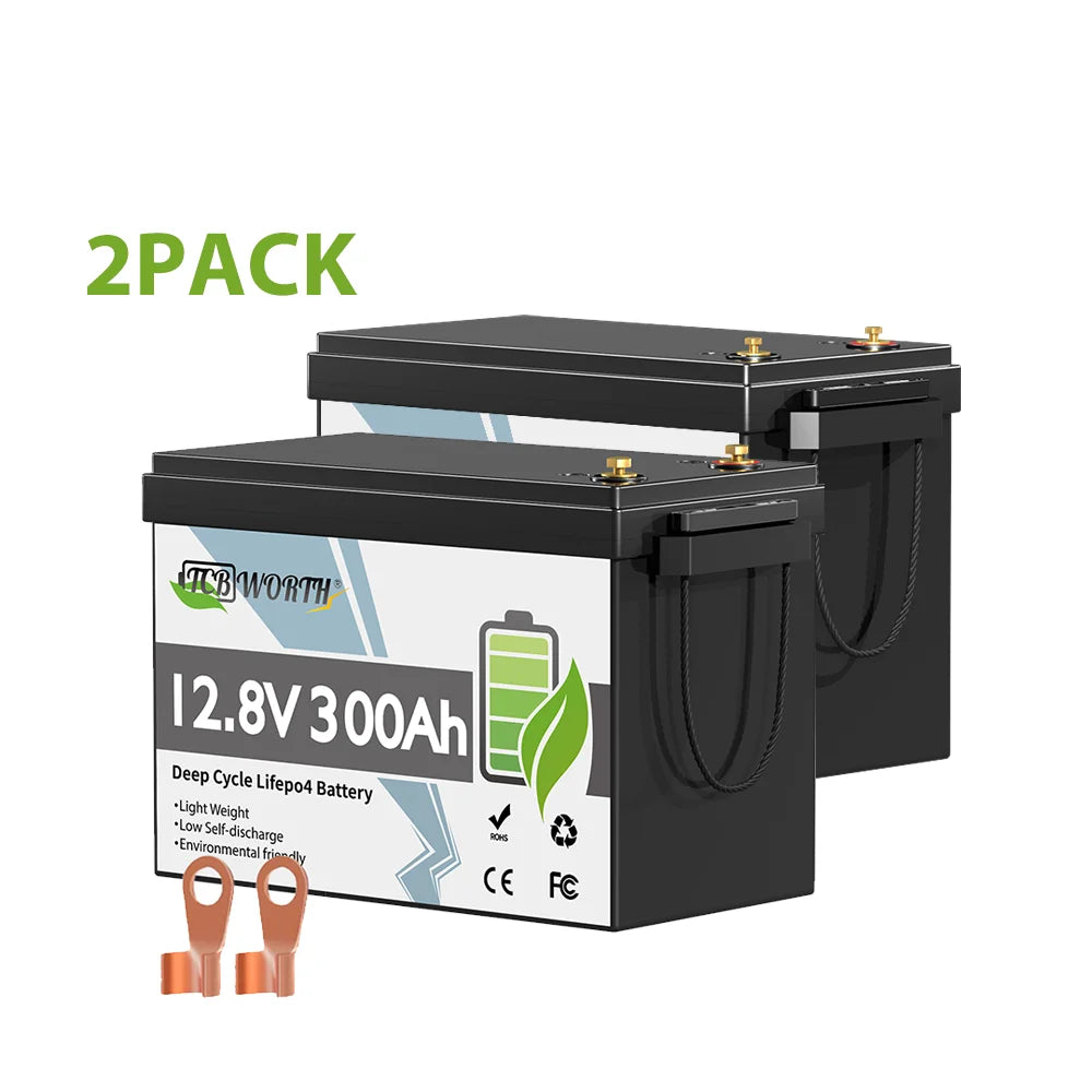 TCBWORTH 12V 300Ah Lithium LiFePO4 Battery,Smart 200A BMS,Rechargeable Lithium Battery for Rv,Solar Energy Storage,Backup Power