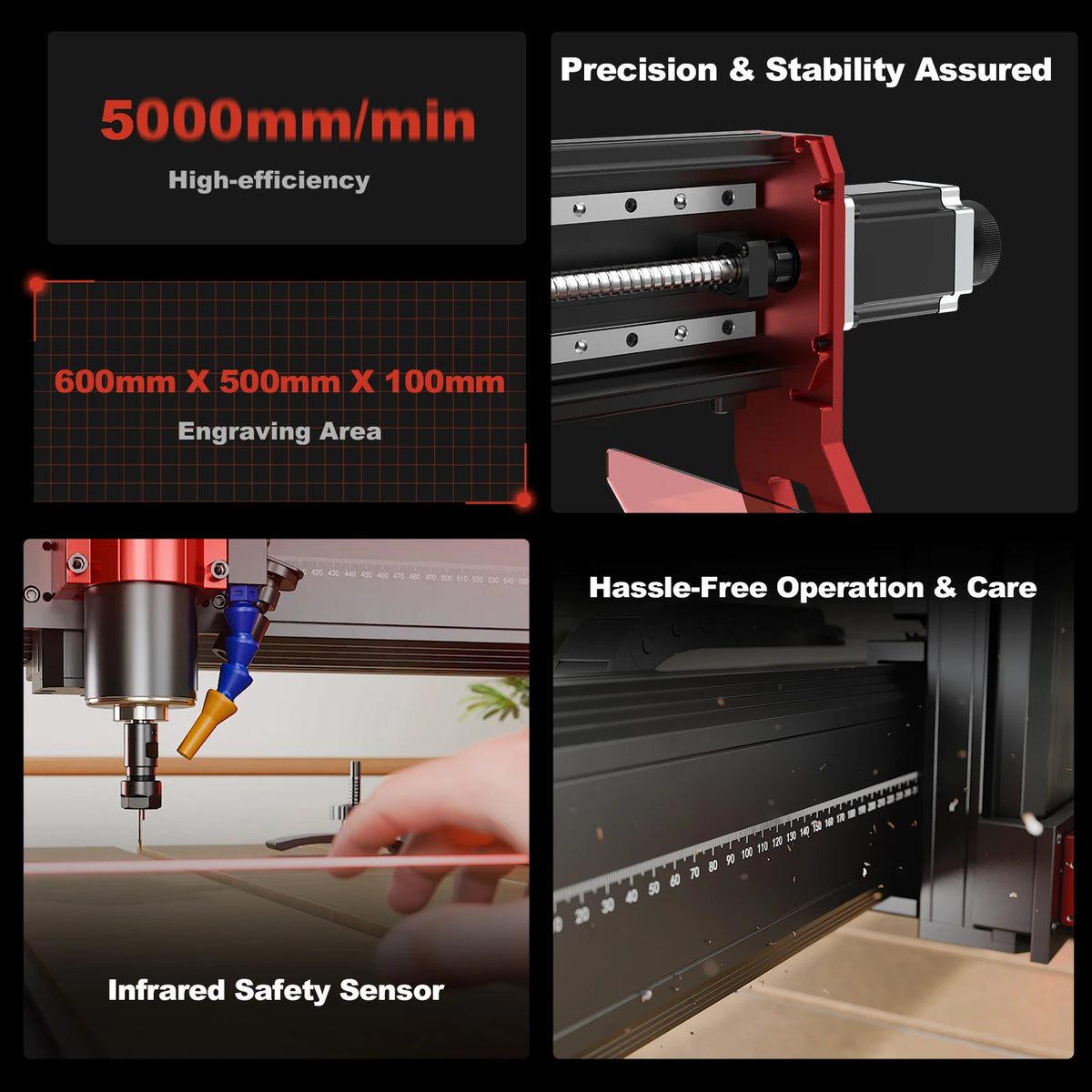 Twotrees 500W CNC Router TTC6050 CNC Engraver DIY Woodwork 600x500mm Laser Engraving Machine For Wood PVC PCB Glass DMF Metal