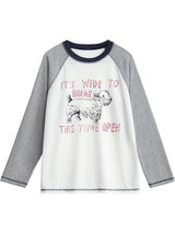 CHIC VEN Korean Women T-Shirts Loose Casual New O Neck Contrasting Letter Printed Long Sleeved Female Tops Spring Autumn 2025