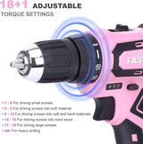 177-Piece Pink Cordless Drill and Tool Set for Women, 20V Lithium-ion with Storage Case