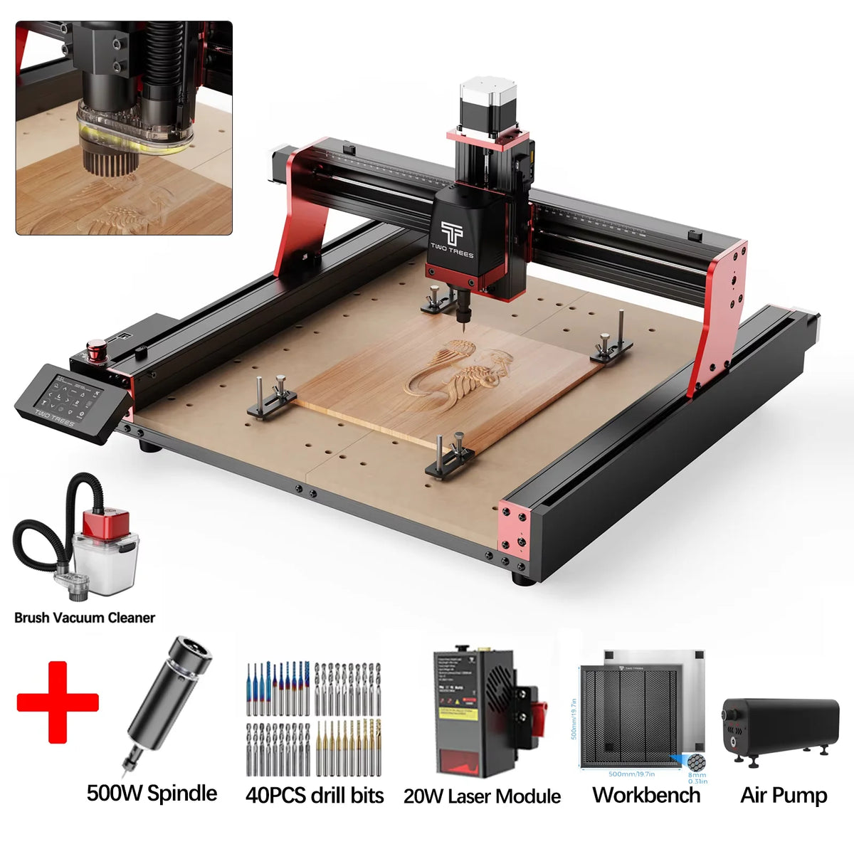 Twotrees 3-Axis/4-Axis CNC Router Milling Cutting Machine TTC450 PRO  Jewelry Engraver For Wood Acrylic PCB PVC MDF Metal