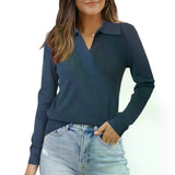 Women's POLO shirt, spring sweater, business casual wear, summer fashion.
