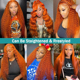 Deep Wave 40 Inch Ginger Orange Vietnamese 13x6 Lace Front Wigs Original