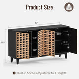 63" Storage Sideboard Buffet Cabinet w/ Doors & Adjustable Shelves for Living Room Entryway Black, Customized