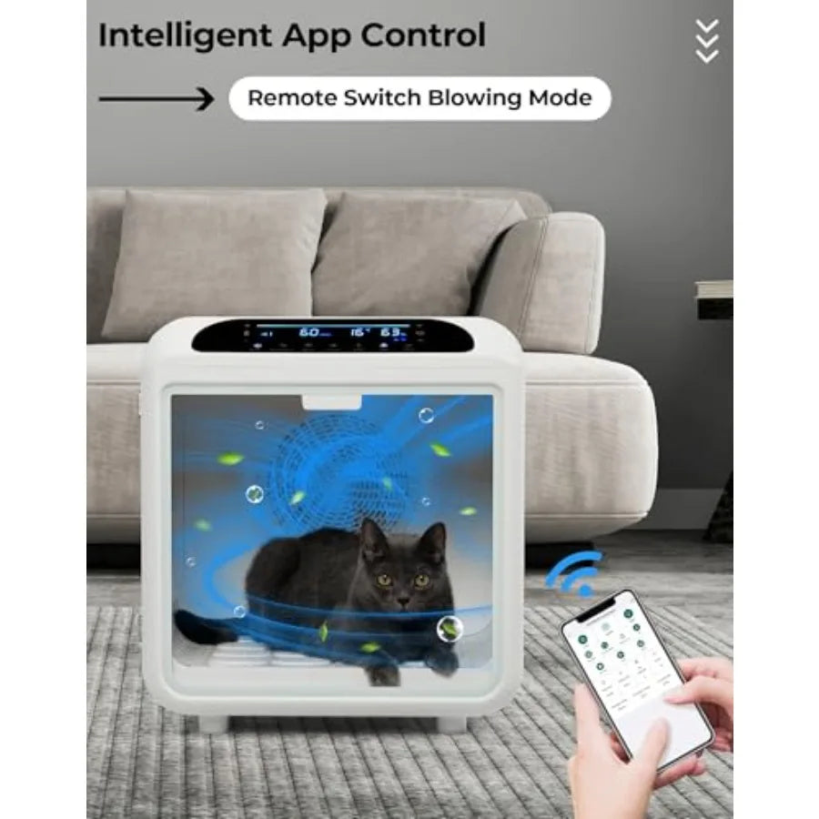 72L Large Pet Dryer Box Automatic Ultra Quiet Cat Hair Drying Box with Smart Temperature Wind and Time Control via APP or Touch