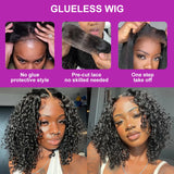 Pre Cut No Glue Water Wave 13x6 Bob Wigs Curly 7x5 Glueless Wig Human