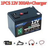 LiFePO4 12V 300AH 12V 200AH Battery Free Charger 12V Lithium Battery Built-In 300A BMS 6000+ Cycle For Solar RV Marine Energy