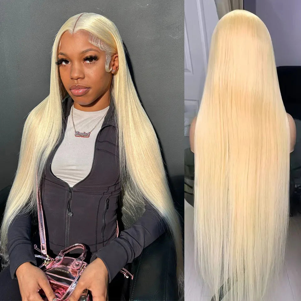 40inch 13x6 613 Blonde Colored Human Hair Lace Front Wigs 200% HD Lace Frontal Wigs Straight Honey Blonde Color Human Hair Wigs