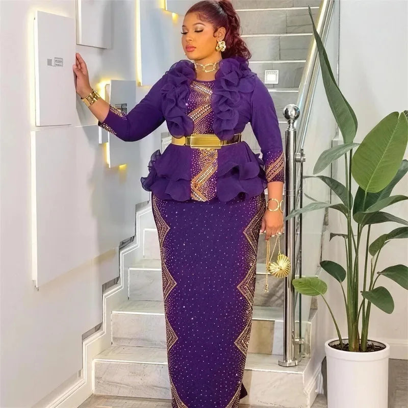Party Evening Dresses For Women Dashiki Sequin Maxi Robes Turkey African Clothing Birthday Prom Wedding Gown Ladies Long Dress