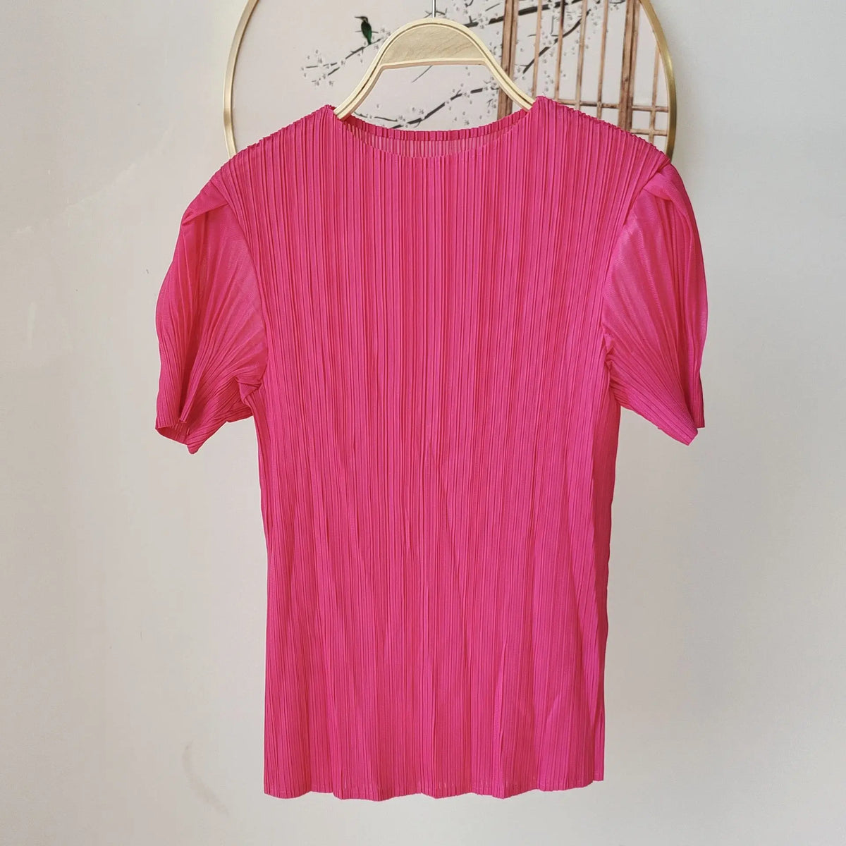 Summer New Pleated Fashion Simple Casual Style Thin T-shirt Temperament Commuting Formal Occasions Commuter Tops