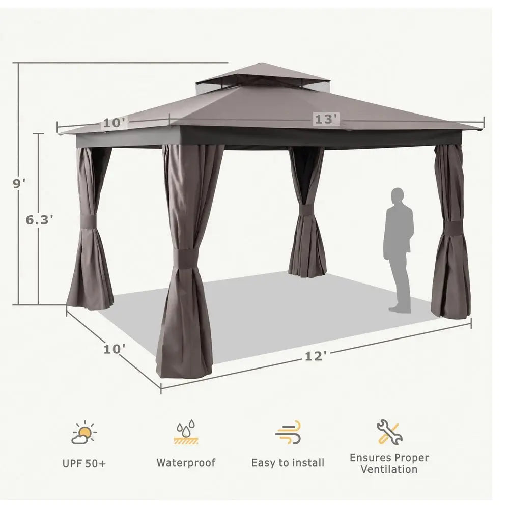 Outdoor Gazebo, Heavy Duty Metal Frame Patio Gazebo Canopy with Waterproof Double Roofs, Tent Shelter with UPF50 Protection, Mo