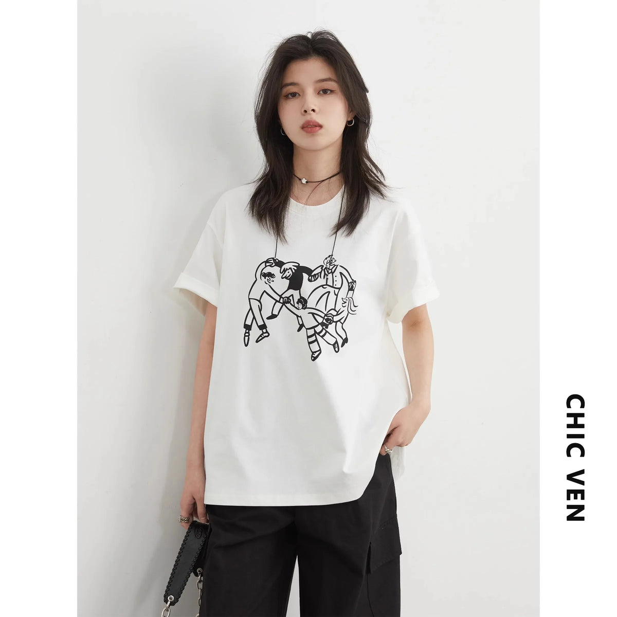 CHIC VEN Fashion Women T-Shirts Cool Sunscreen Printed Short Sleeve Tees Antibacterial Quick Drying Top for Girl Summer 2025
