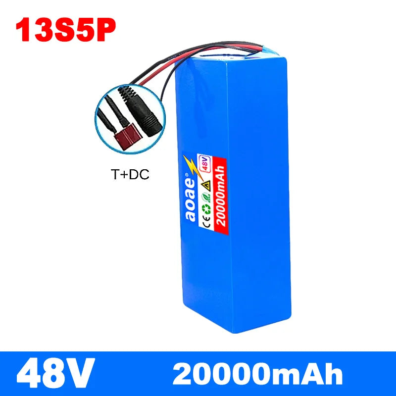 48V Electric Scooter Battery 13S5P 20Ah 18650 Grade-A Cells 2000W Built-in BMS XT60 JST High Capacity Long Range Safe & Durable